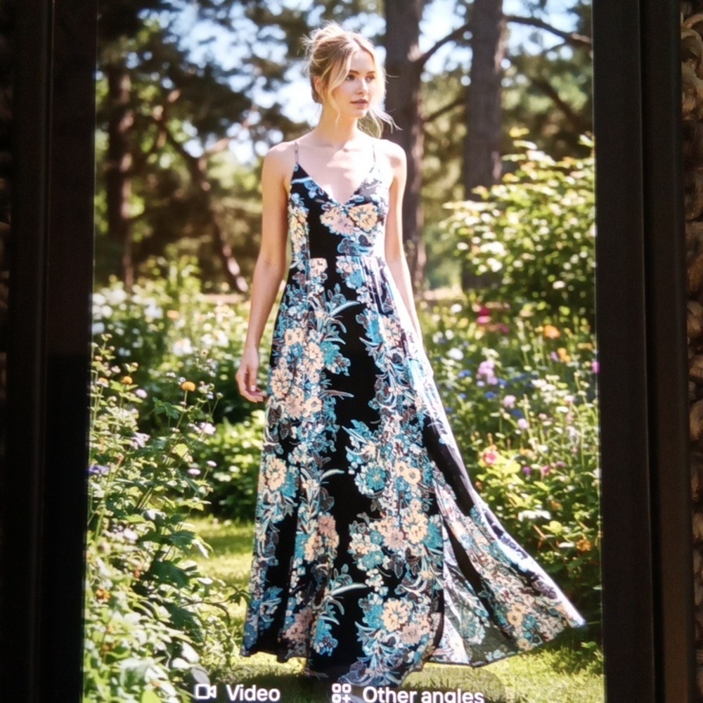 Free People Intimately Through The Vine Maxi Dress Floral Print Womens S-P